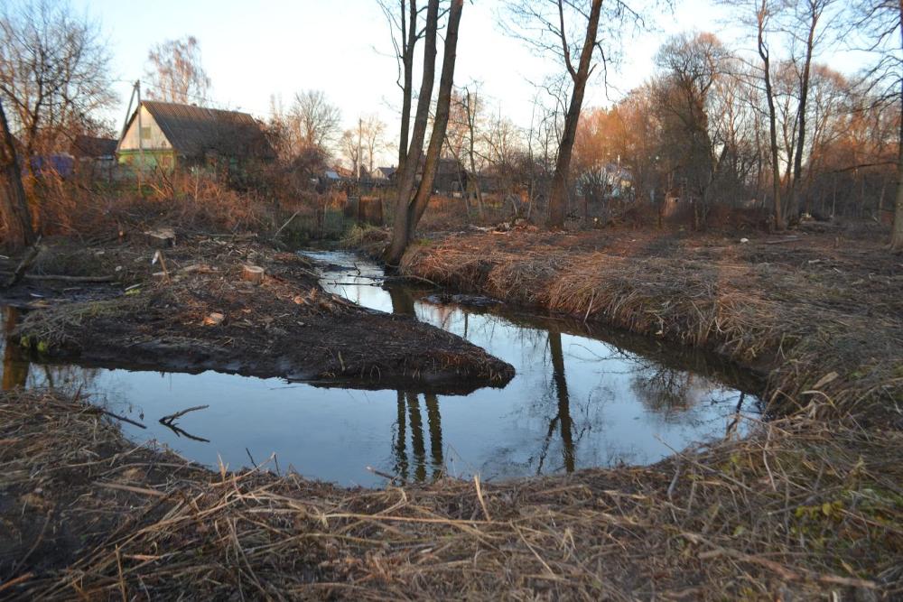 В районе деревни Камельгино сельского поселения «Село Дворцы» продолжаются работы по расчистке русла реки Сечны.