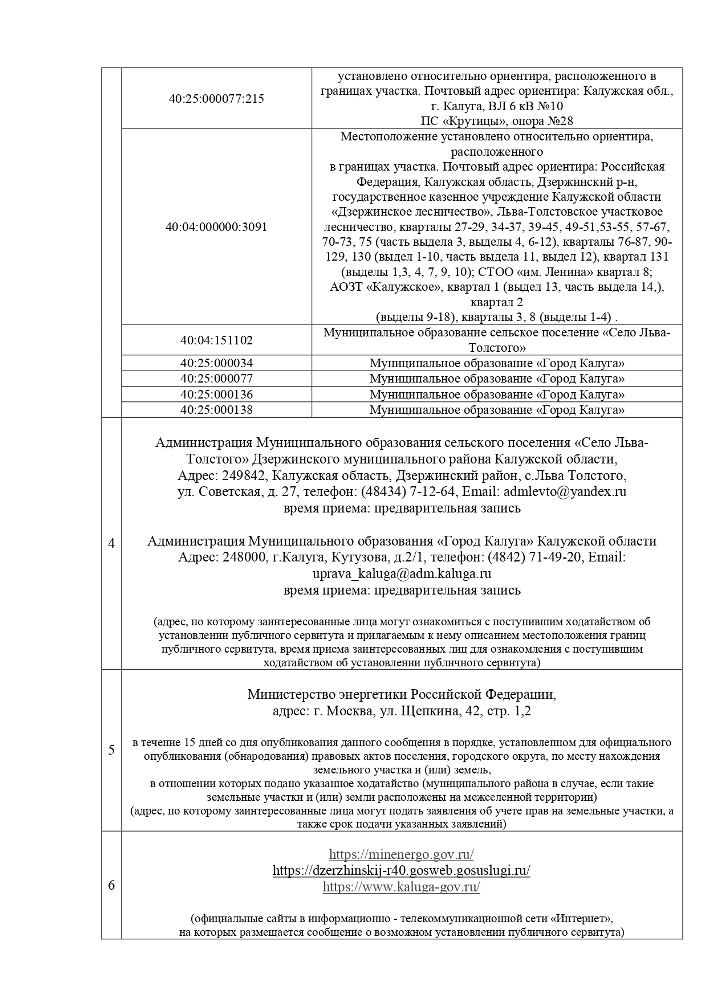Сообщение о возможном установлении публичного сервитута